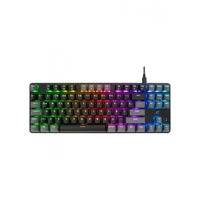 Acer Emachines, EAK87, Siyah/gri, USB Kablolu, Rgb Backlight, Red Switch, Mekanik, Türkçe Q, 87 Tuşlu, Gaming Klavye