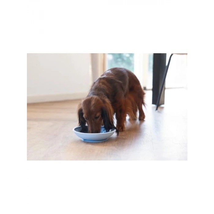 Açık Mavi Silikon Yavru Köpek Mama Yeme Oyuncağı, 19cm