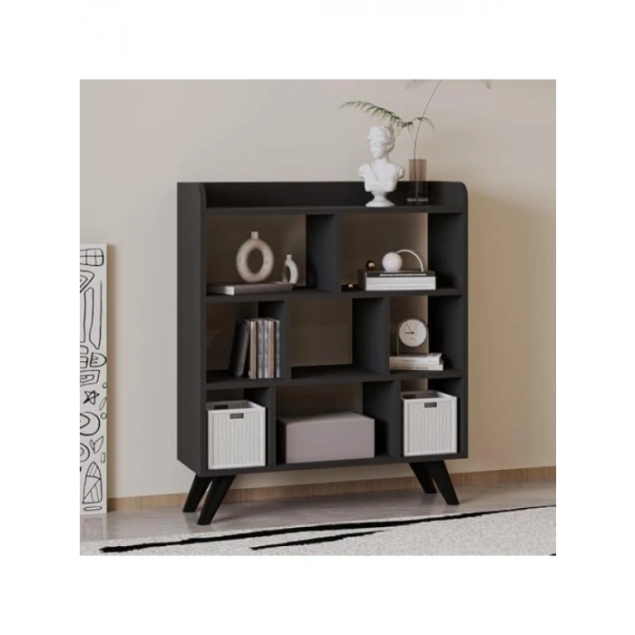 Açık Raflı Kitaplık, Antrasit Renk
