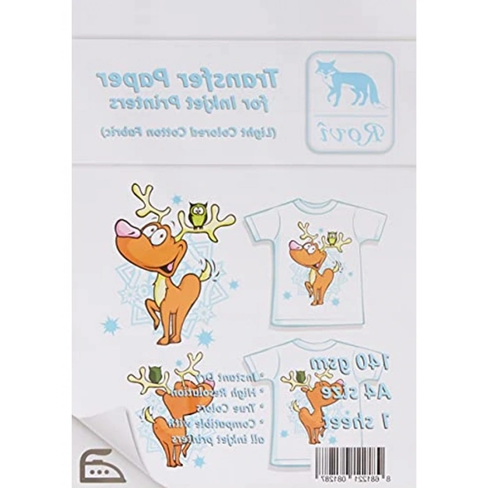 Açık Renk Pamuklu Kumaş Transfer Kağıdı, 140gsm A4 Boyutunda