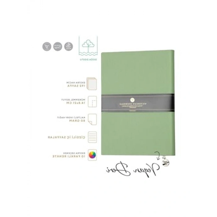 Açık Yeşil Esnek Kapaklı 14.8x21 cm Çizgili Defter