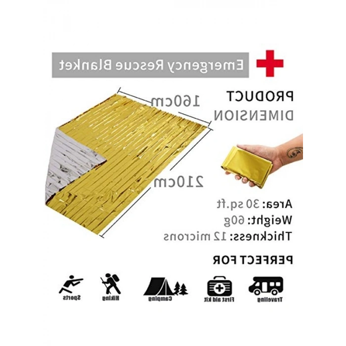 Acil Durum İçin Termal Battaniye Seti, 6 Paket, 2.1 x 1.6 m