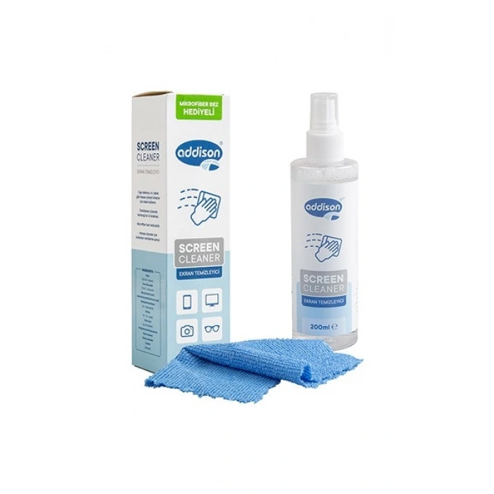 Addıson 300870 Ekran Temizleyici Sprey 200ML + Mikrofiber Bez