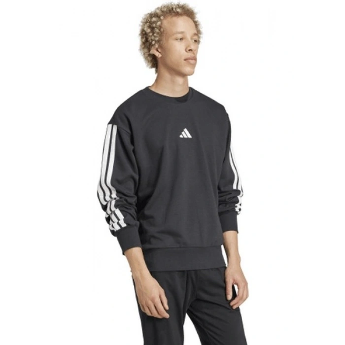 adidas Erkek Siyah Sweatshirt M 3S FT SWT JE6372