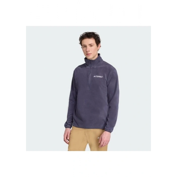 adidas Multi Essentials 1/2 Zip Fleece Erkek Mavi Dik Yaka Sweatshirt