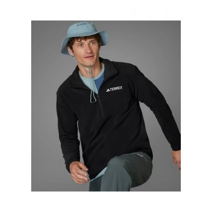 adidas Multi Essentials 1/2 Zip Fleece Erkek Siyah Dik Yaka Sweatshirt