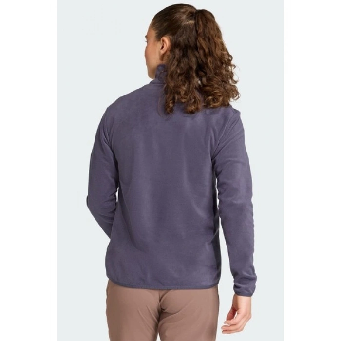 adidas Multi Essentials 1-2 Zip Fleece Kadın Mor Yürüyüş Polar.-