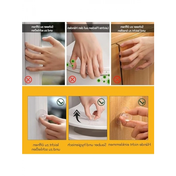 AEE® 10 Adet Çok Amaçlı Yapışkanlı Askı Kulp Tutamaç Tokmak Kapı Pencere Dolap Çekmece Klozet Kapağı Tutacağı Banyo
