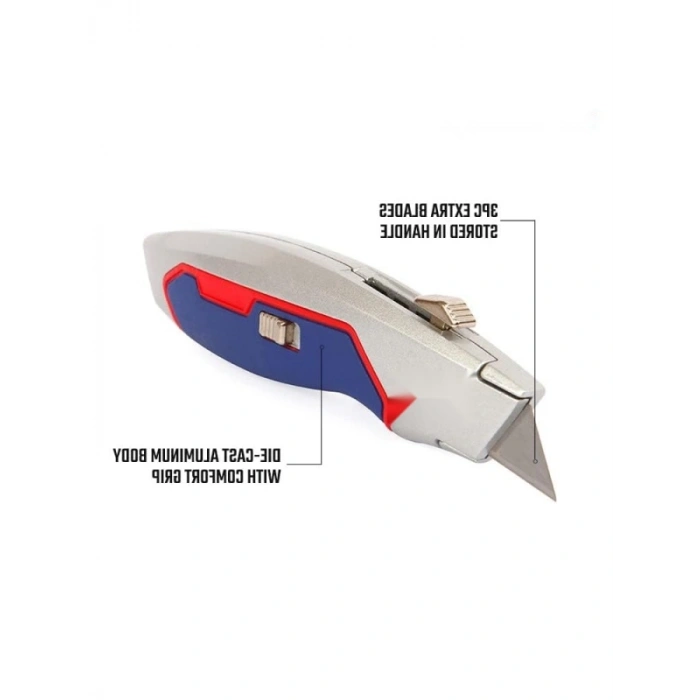 Ağır Hizmet Alüminyum Gövde Maket Bıçağı - 3 Yedek Bıçak ile