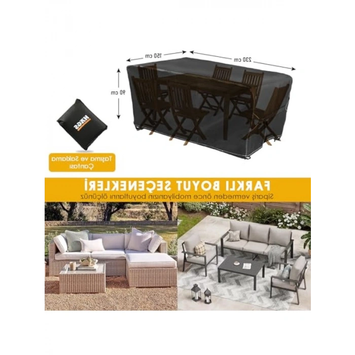 Ağır hizmet su geçirmez bahçe mobilyası örtüsü, 230-150-90 cm, havalandırmalı koruma