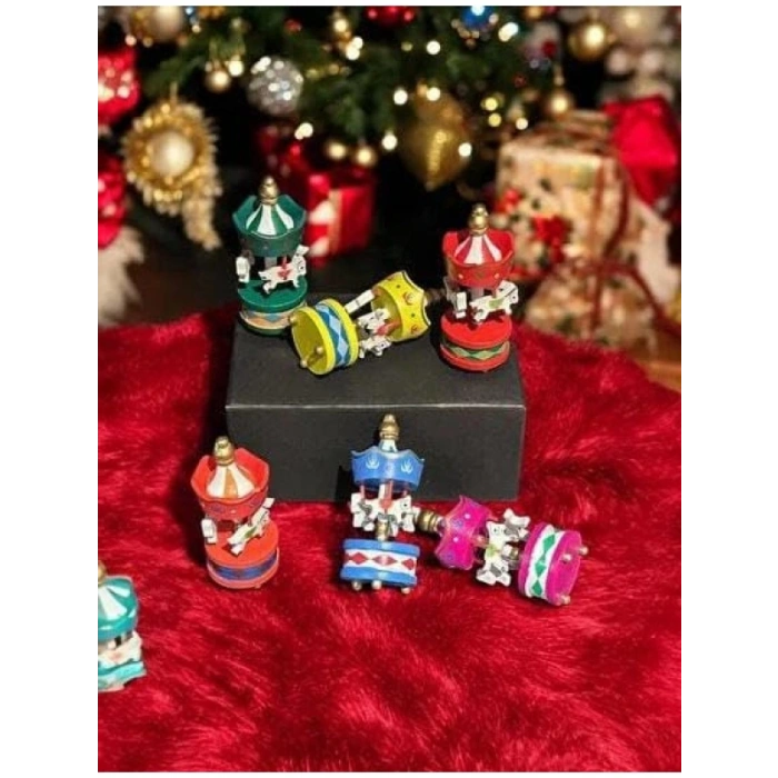 Ahşap Atlı Karınca Süsler - Mini Noel ve Yılbaşı Dekorasyonu