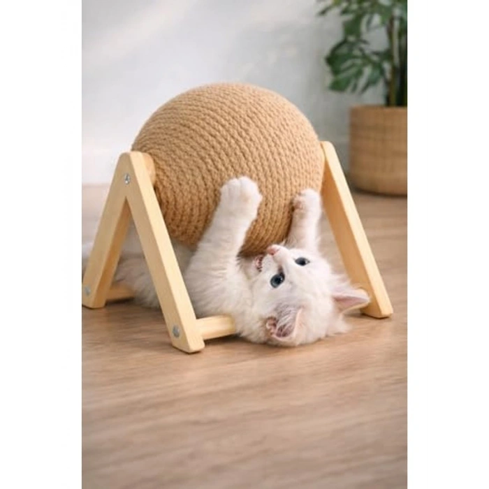 Ahşap Ayaklı Kedi Tırmalama Topu, Dayanıklı Oyuncak
