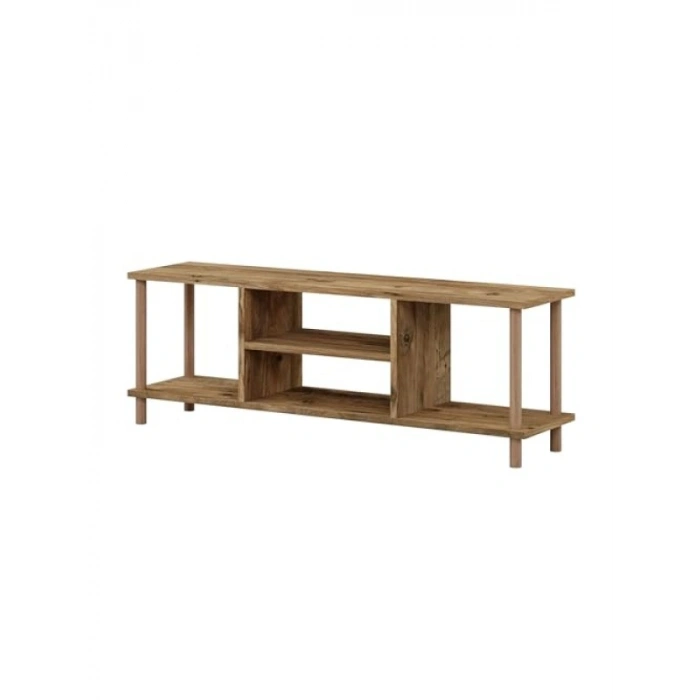 Ahşap Ayaklı TV Ünitesi - Raflı Tasarım