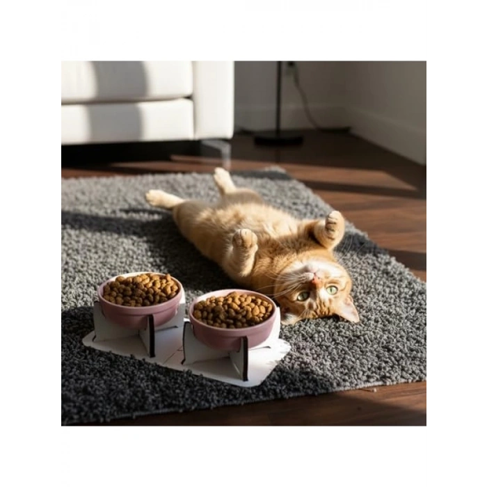 Ahşap Ayrılabilir Tabanlı Mama ve Su Kabı Seti