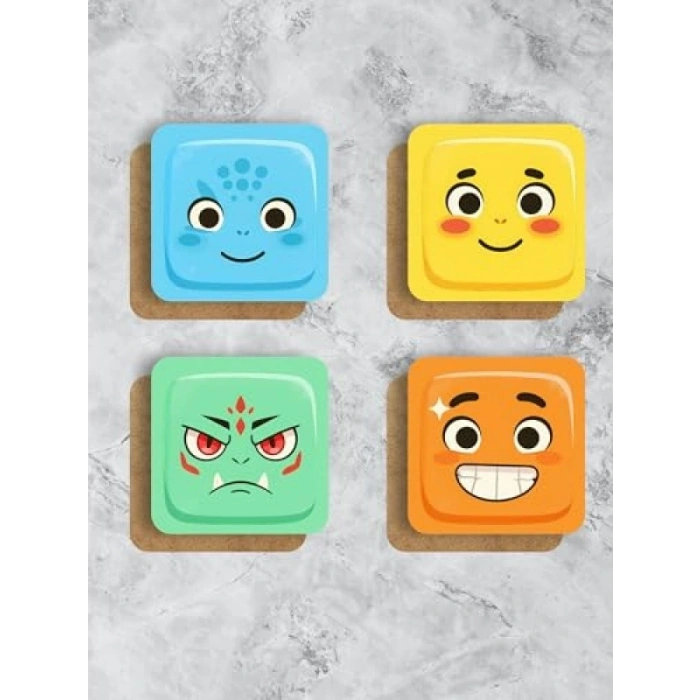 Ahşap Baskılı Pokemon Temalı 4lü Bardak Altlığı Seti (9x9 cm)