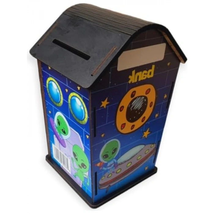 Ahşap Ev Temalı Kumbara - Uzay Tasarımı