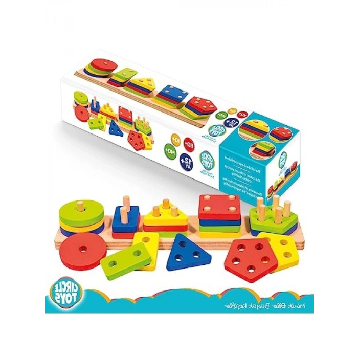 Ahşap Geometrik Şekiller Seti - 5li