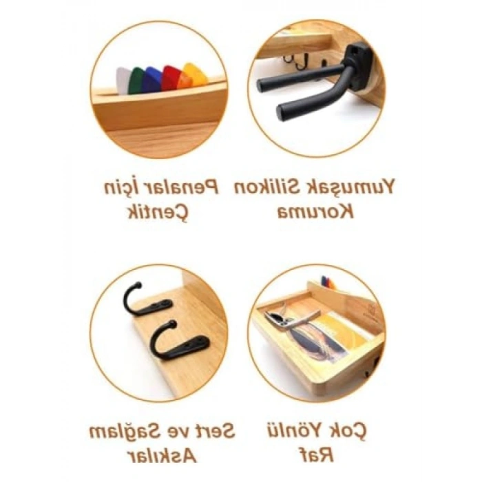 Ahşap Gitar Standı Duvar Askısı - Şık ve Kaliteli