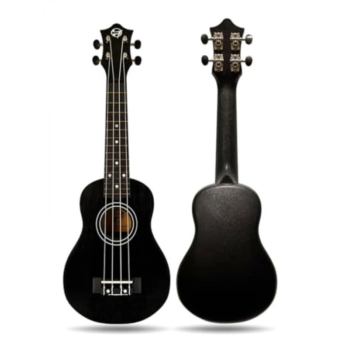 Ahşap Gövde ve Sap ile Başlangıç Seviyesi Siyah Ukulele Seti