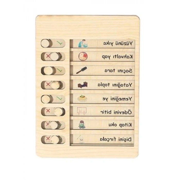 Ahşap Günlük Rutin ve Sorumluluk Panosu