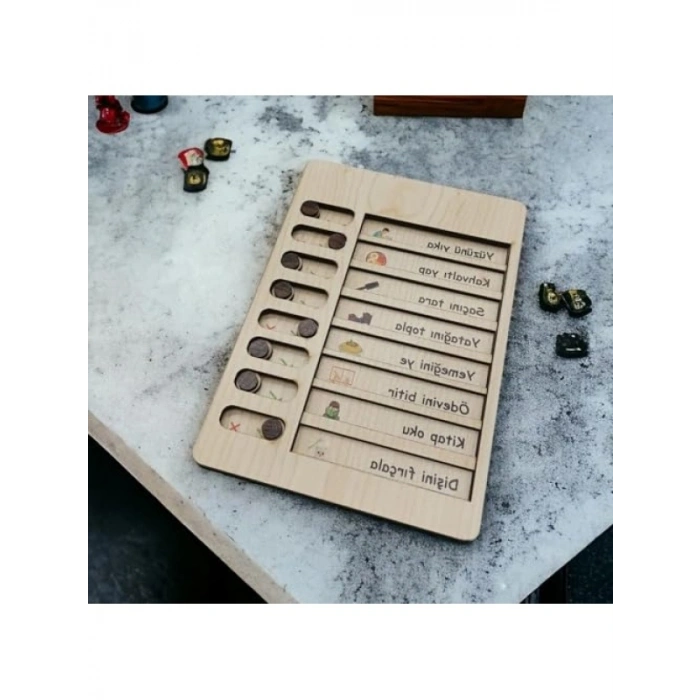 Ahşap Günlük Rutin ve Sorumluluk Panosu