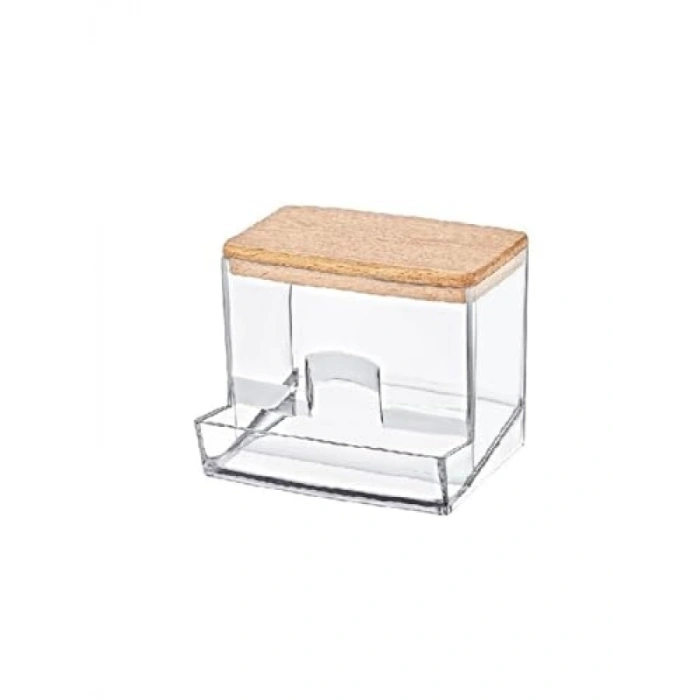 Ahşap Kapaklı Pamuklu Çubuk Organizeri - 1 Adet