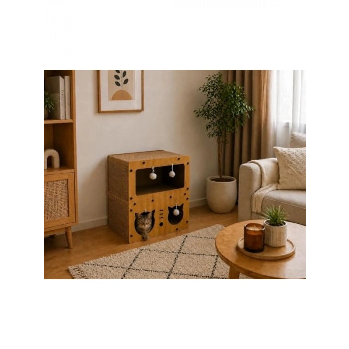 Ahşap Kedi Evi ve Karton Tırmalama Alanı, Fonksiyonel Tasarım