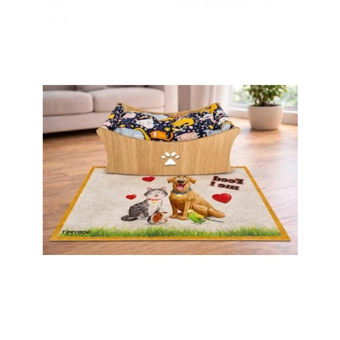 Ahşap Kedi Hamak Yatağı - Paspaslı Yükseltilmiş Dinlenme Alanı