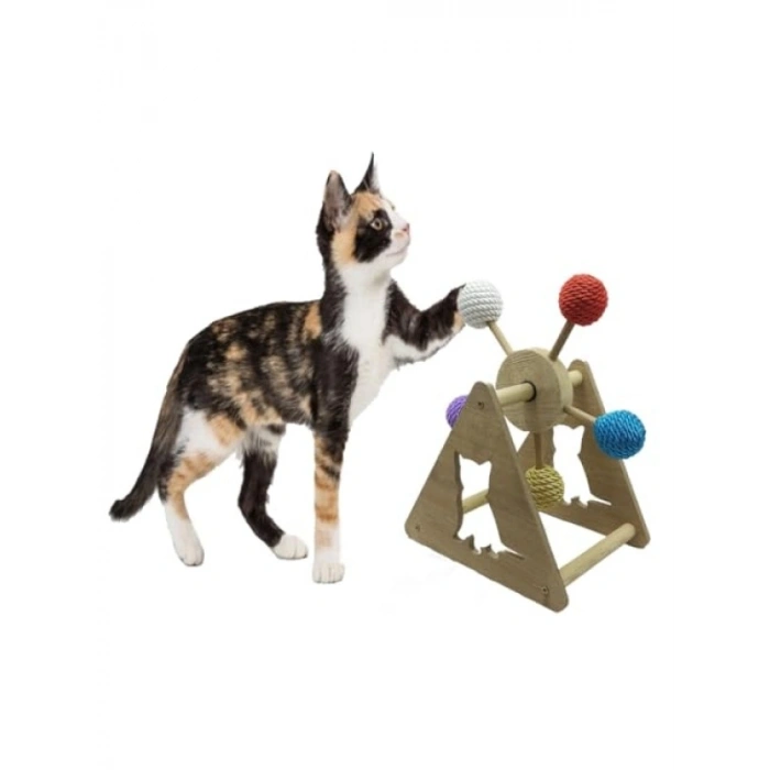 Ahşap Kedi Oyuncağı, 5 Renkli Toplu