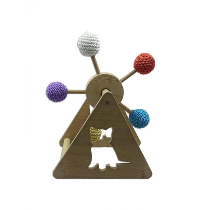Ahşap Kedi Oyuncağı, 5 Renkli Toplu