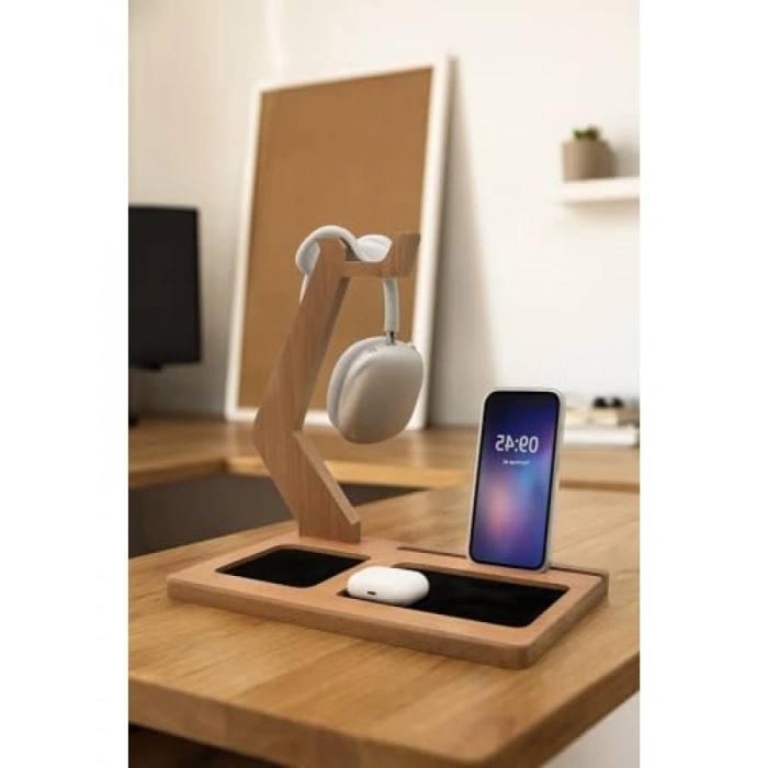 Ahşap Kulaklık Organizeri ve Standı