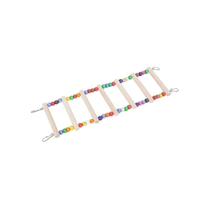 Ahşap Kuş Merdiveni, 25 cm Boy, 8 cm En, 7 Basamaklı