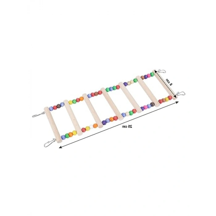 Ahşap Kuş Merdiveni, 25 cm Boy, 8 cm En, 7 Basamaklı