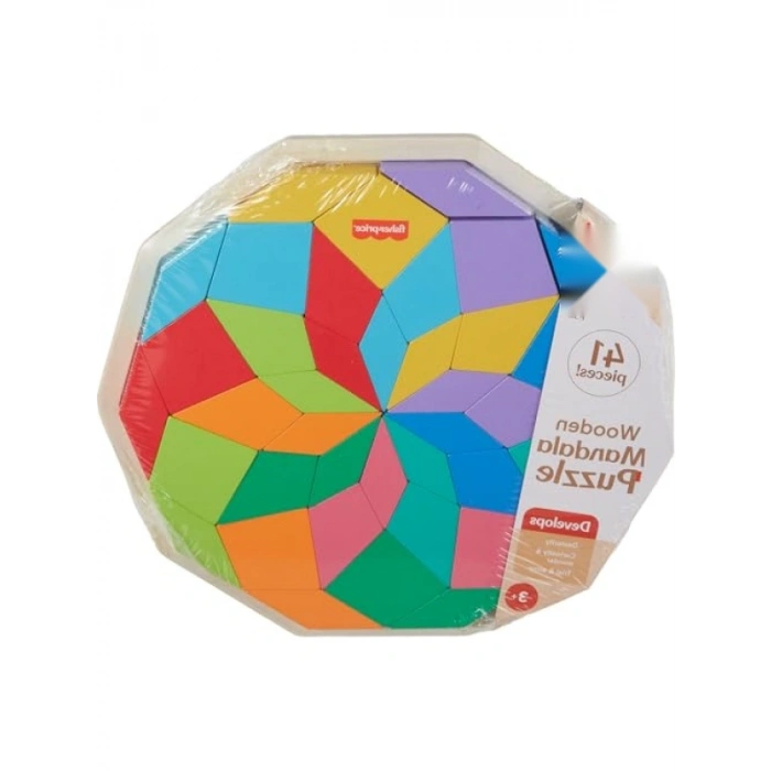 Ahşap Mandala Yapboz Seti - 40 Parça Geometrik Şekil