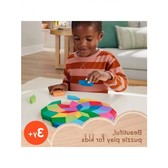 Ahşap Mandala Yapboz Seti - 40 Parça Geometrik Şekil