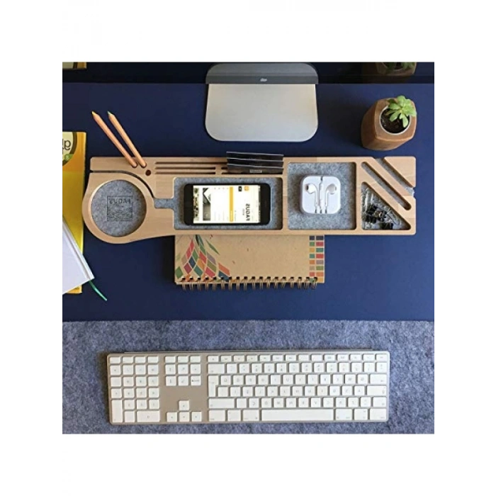 Ahşap Masa Üstü Kalemlik ve Telefon Standı