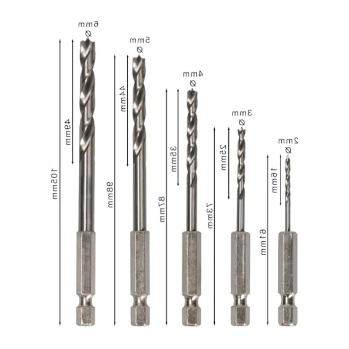 Ahşap Matkap Uçları Seti - 5 Adet Hassas Kesim