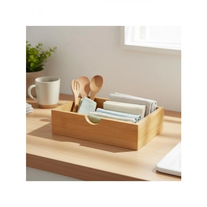 Ahşap Organizer Kutu, 18.5x12.5x5 cm Çok Amaçlı Kullanım