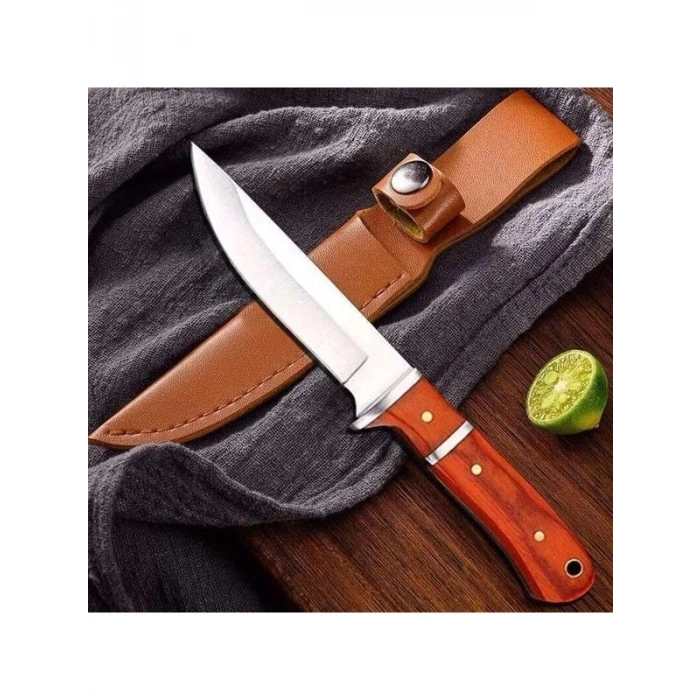 Ahşap Saplı Paslanmaz Çelik Av Bıçağı, Kamp İçin