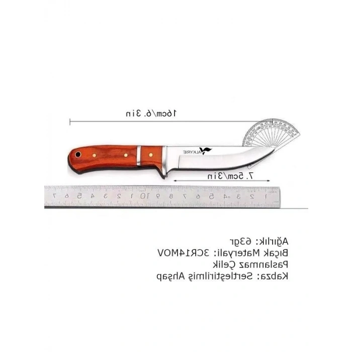 Ahşap Saplı Paslanmaz Çelik Av Bıçağı, Kamp İçin