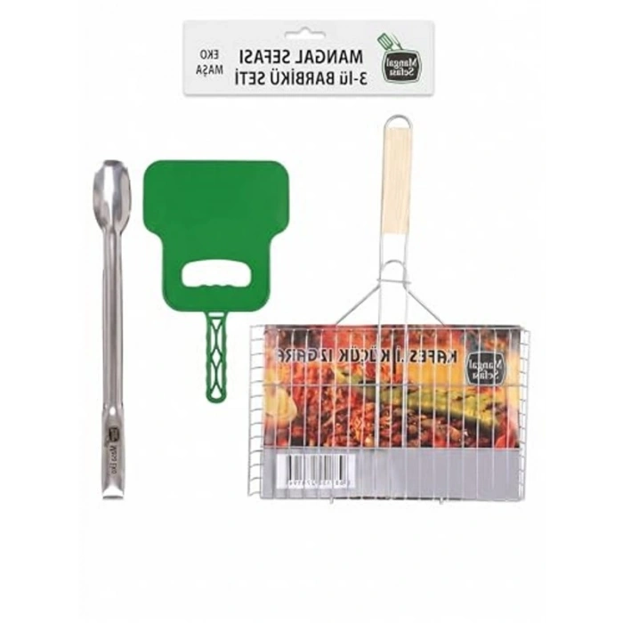 Ahşap Saplı Piknik Izgarası, 35x20 cm ve Tek Kullanımlık Tasarım