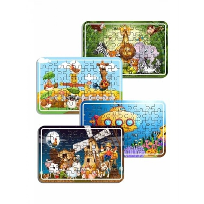 Ahşap Sevimli Hayvanlar Puzzle Seti, Eğitici ve Eğlenceli