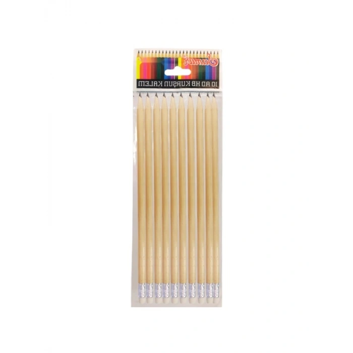 Ahşap Silgili Yuvarlak Kurşun Kalem Seti, 10 Adet