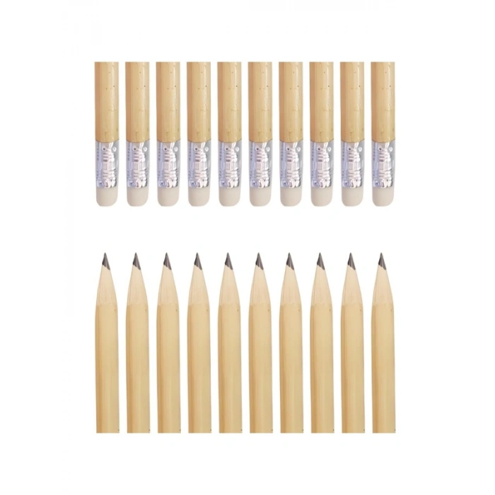 Ahşap Silgili Yuvarlak Kurşun Kalem Seti, 10 Adet