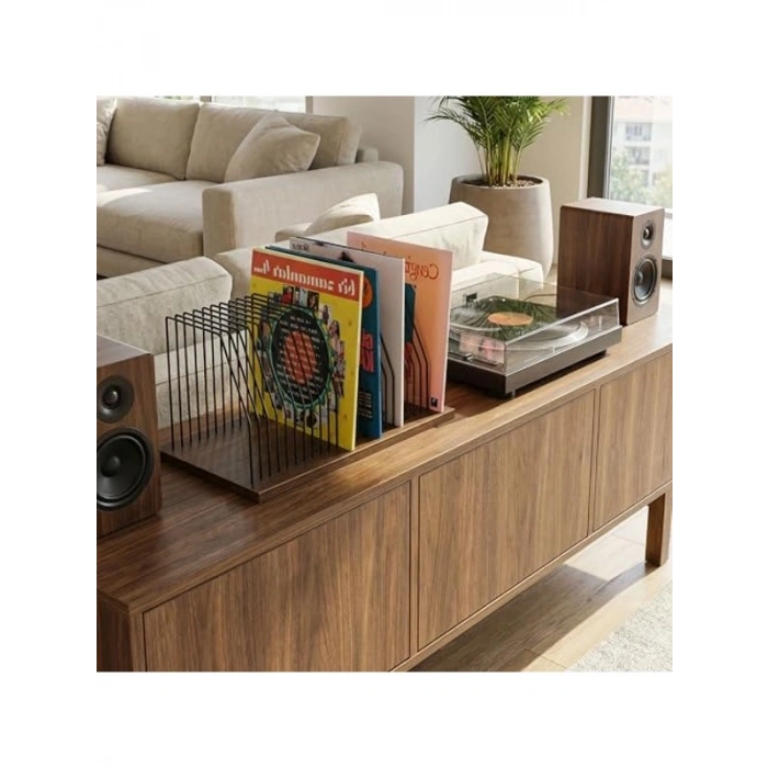 Ahşap Tabanlı Metal Telli 50x32x26 cm Masaüstü Plak Düzenleyici