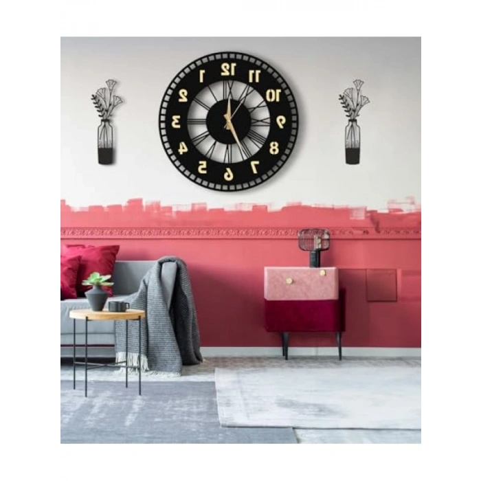 Ahşap Tablolu Dekoratif Duvar Saati – Şık Tasarım