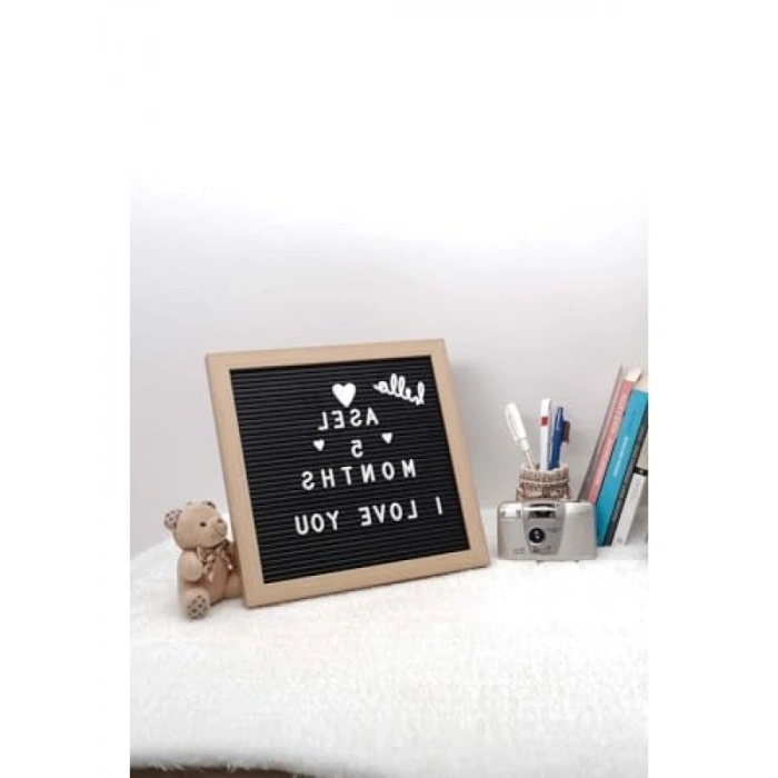 Ahşap Yazı Panosu ve Beyaz Harf Seti