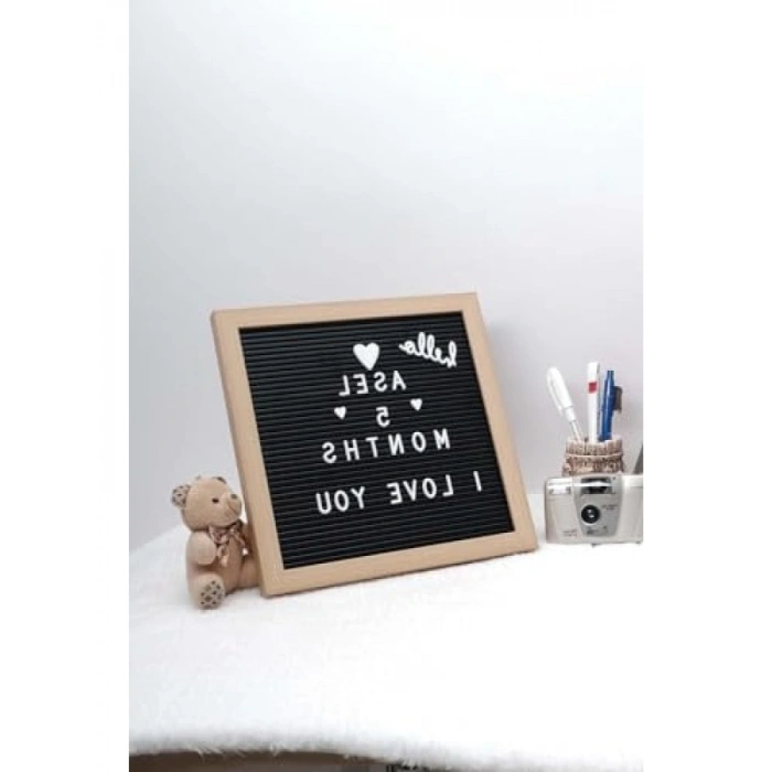 Ahşap Yazı Panosu ve Beyaz Harf Seti