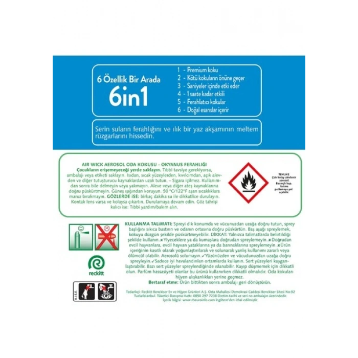 Airwick Oda Kokusu Aerosol Okyanus Ferahlığı 300ml
