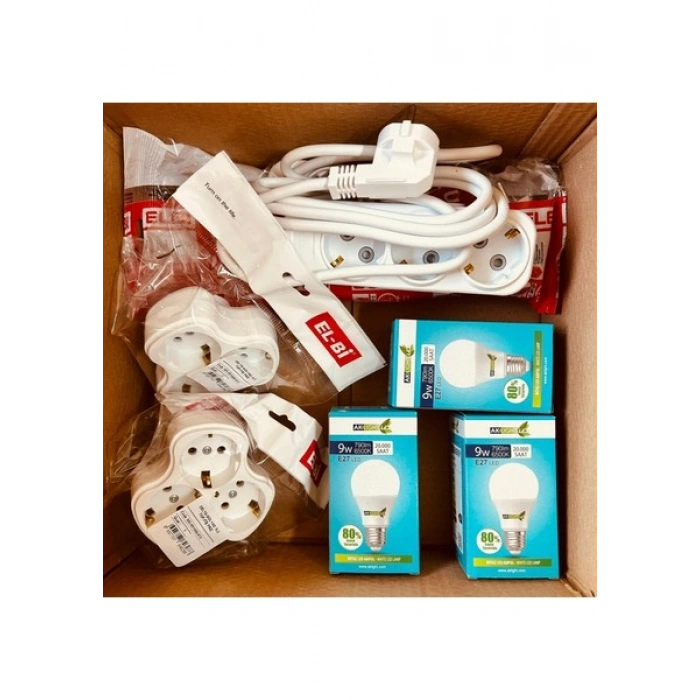 Ak Light Eko Set-2 Aklight LED Ampul 3 Lü Golyad 3 Lü Grup Priz